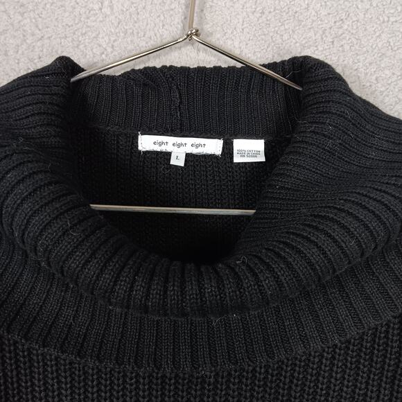 Eight Eight Eight Chunky Sweater Size Large Cowl Neck Black Long Sleeve - Picture 2 of 4